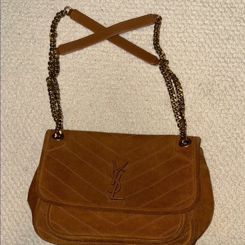 Yves Saint Laurent Tan Leather Quilted Shoulder Bag